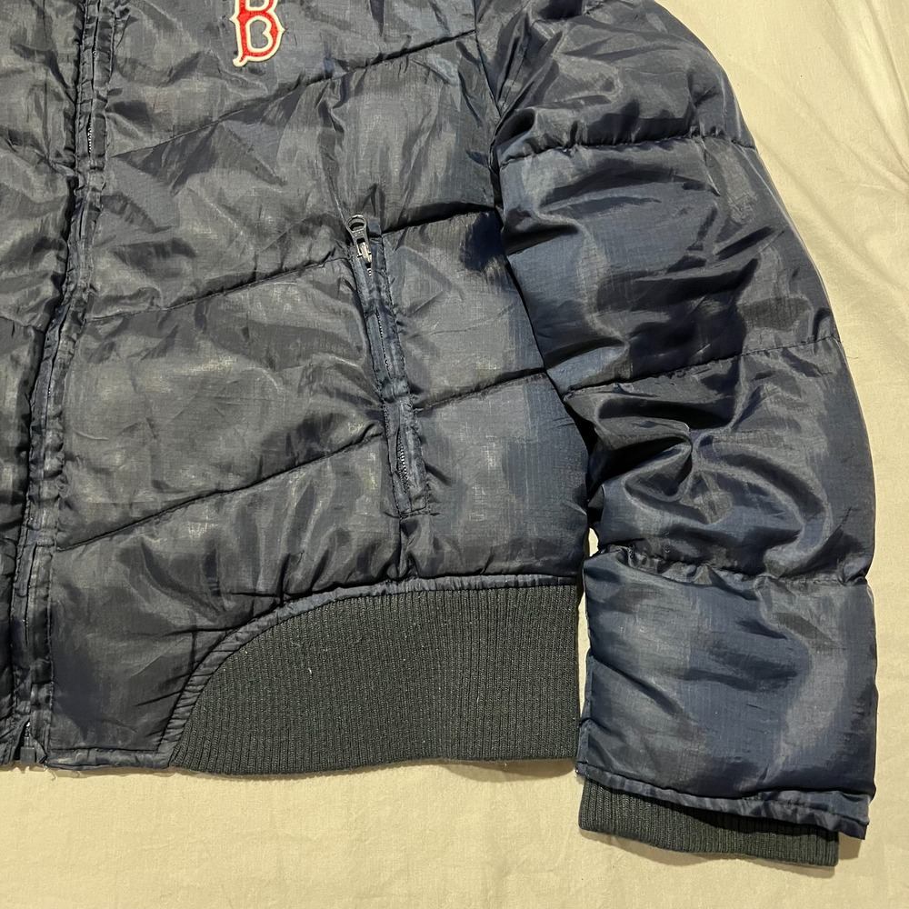 G-III Sports Carl Banks Womens Blue Boston Red Sox Faux Fur Puffer Jacket XL - Picture 5 of 8